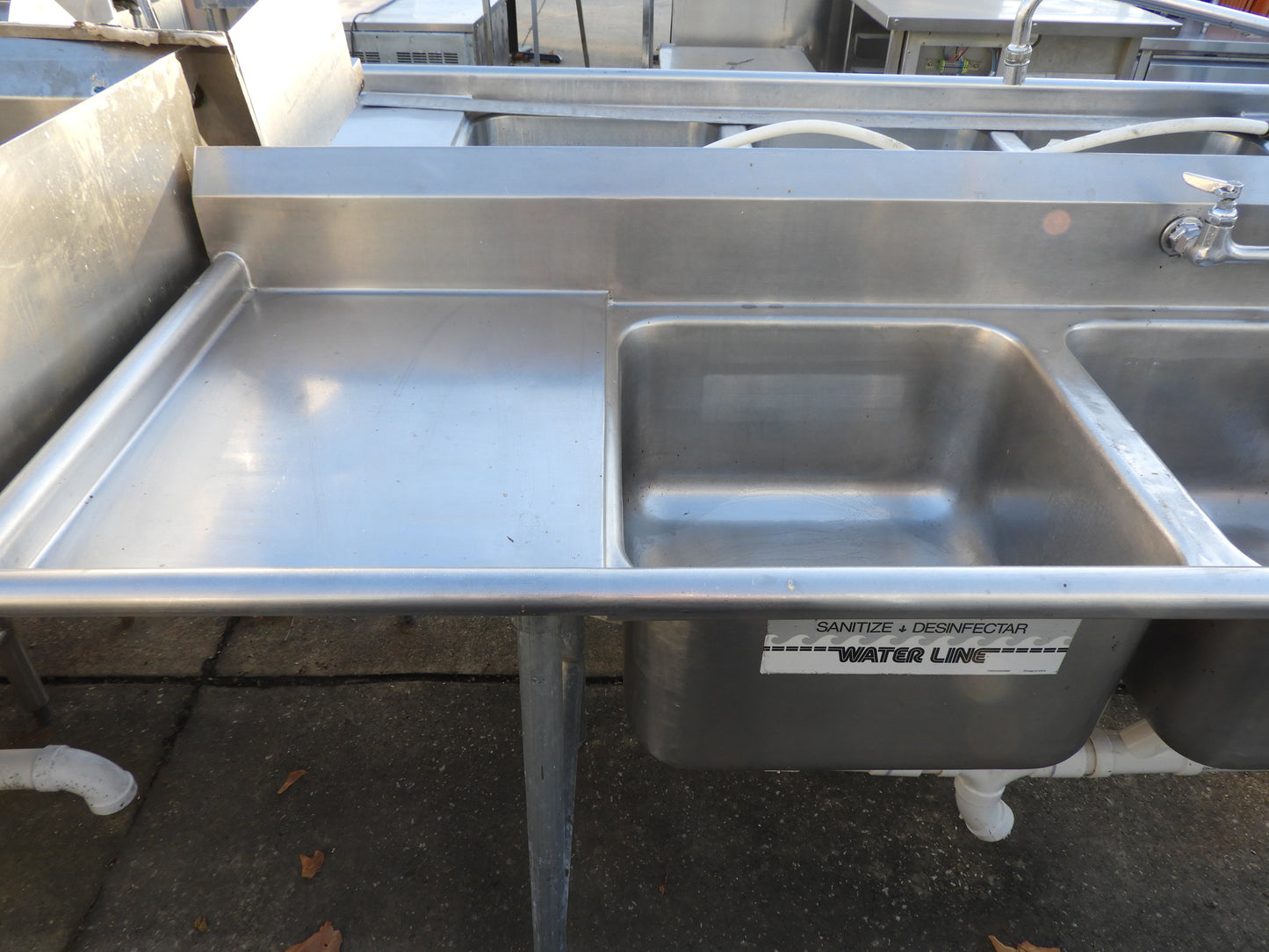 Used Advance Tabco 3 Compartment Stainless Steel Commercial Sink - SS24