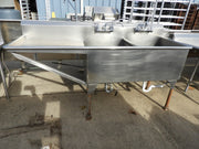 Used 2 Bay Stainless Steel Commercial Sink with Twist Drains - SS23 - Falcon Restaurant Supply - 1