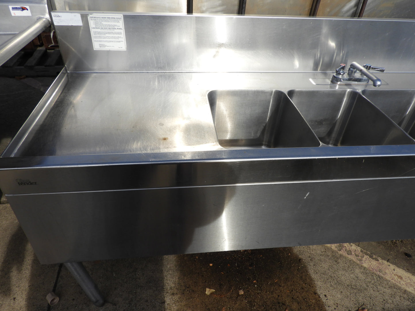 Glastender 4 Compartment Under Bar Stainless Steel Commercial sink 84"W X 24"D - SS19