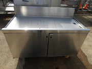 Used Stainless Steel Drain Board Under Counter Cabinet 48"x35"x24" - SS17 - Falcon Restaurant Supply - 1