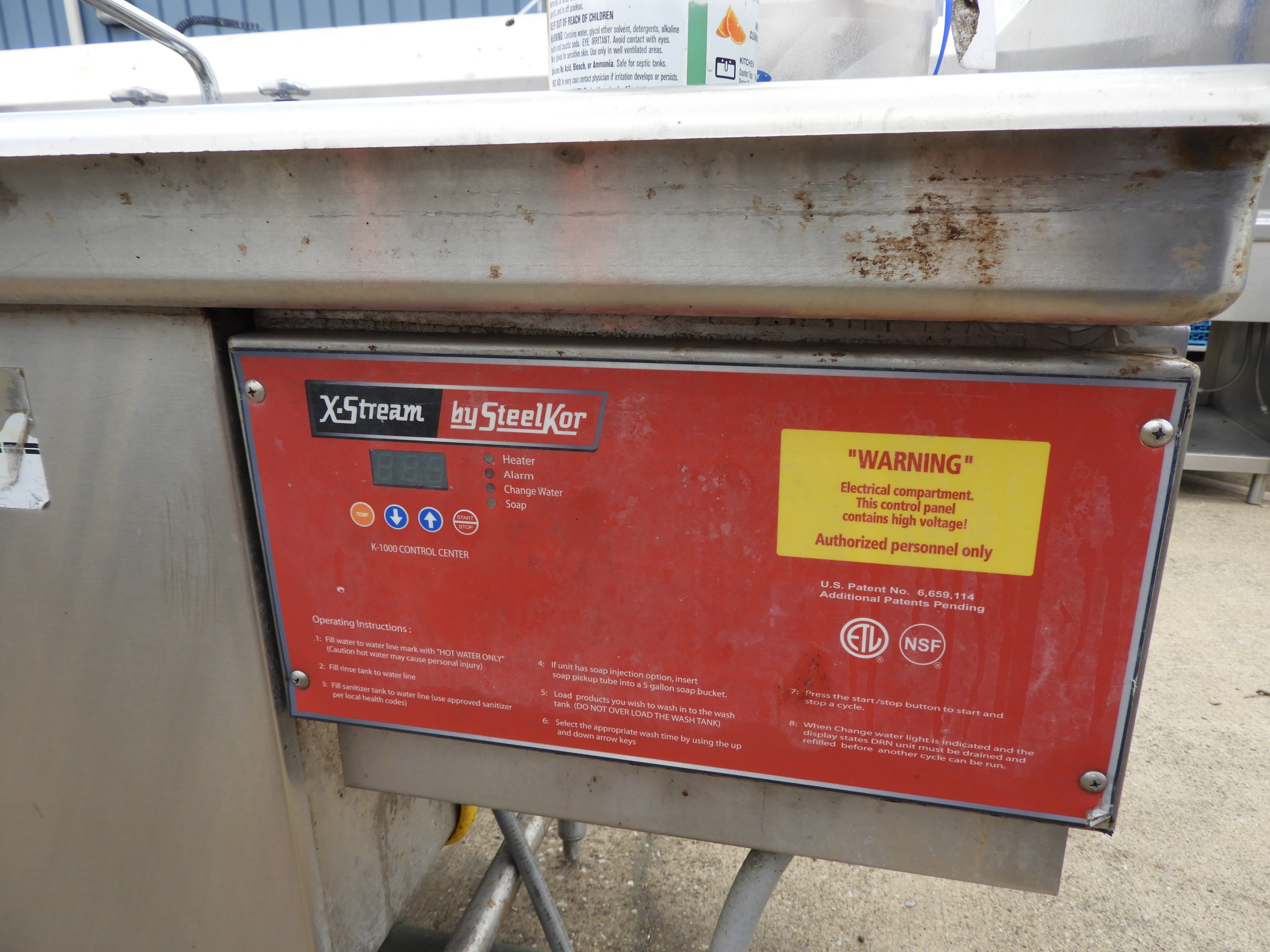 Used 3 Compartment Stainless Steel Commercial Sink with Twist Drains and X-Stream Wash - SS18