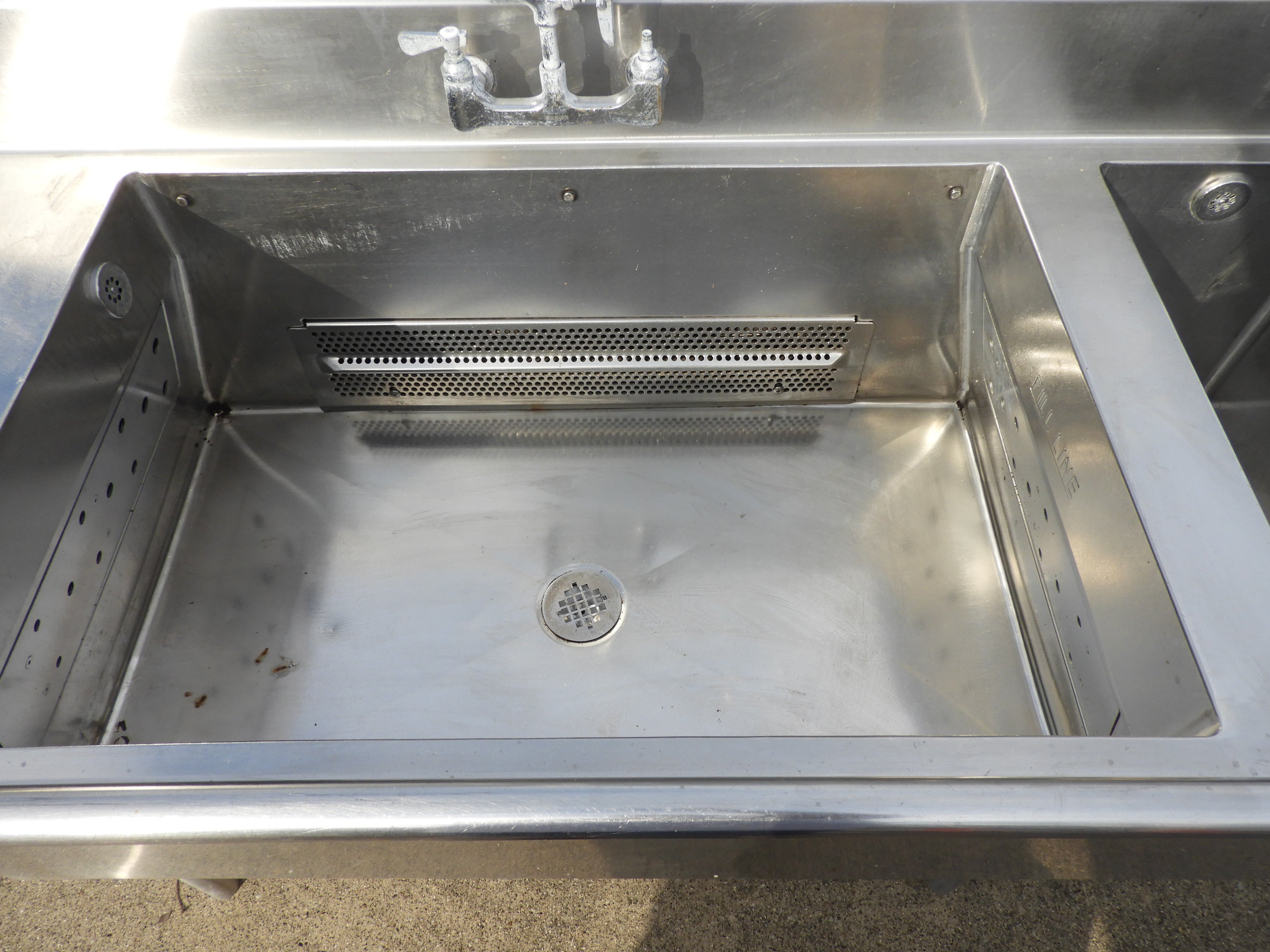 Used 3 Compartment Stainless Steel Commercial Sink with Twist Drains and X-Stream Wash - SS18