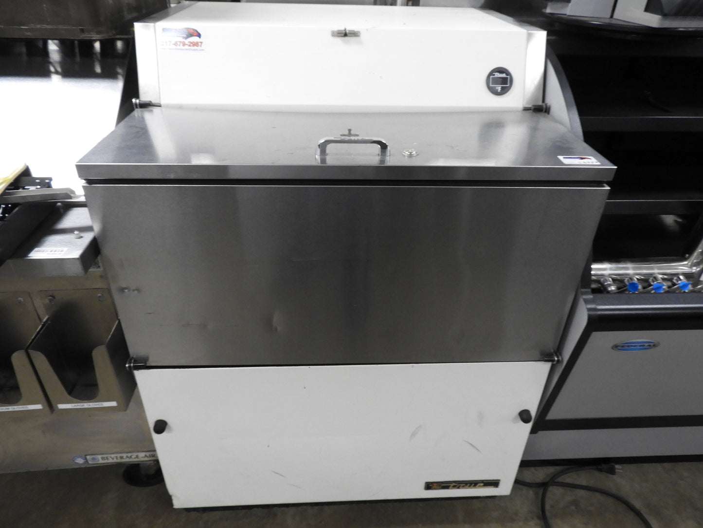 Used True TMC-34-SS-HC School Cafeteria Milk Cooler w/ Top & Side Access