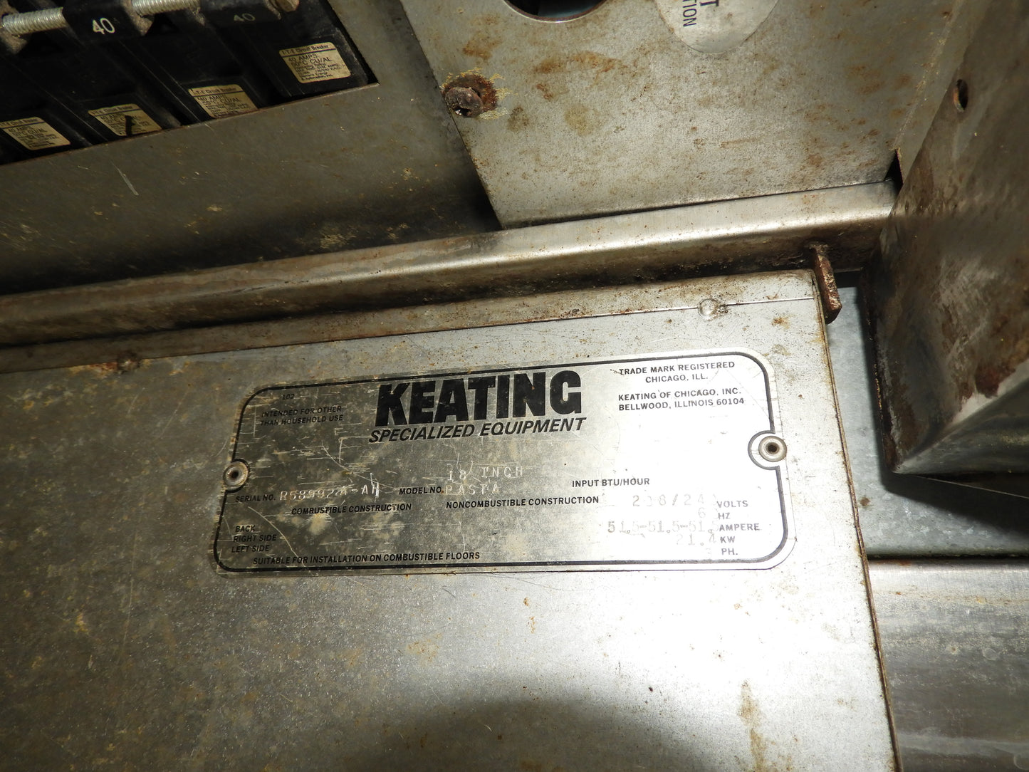 Used KEATING 18 PASTA Commercial Electric Custom Pasta 8.5 Gal System 240V 3 Phase