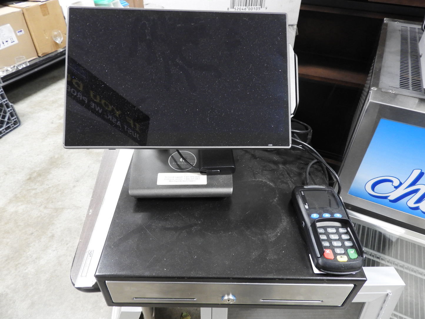 Used Complete POS Retail System Cash Register Card Reader Monitor Cash Drawer