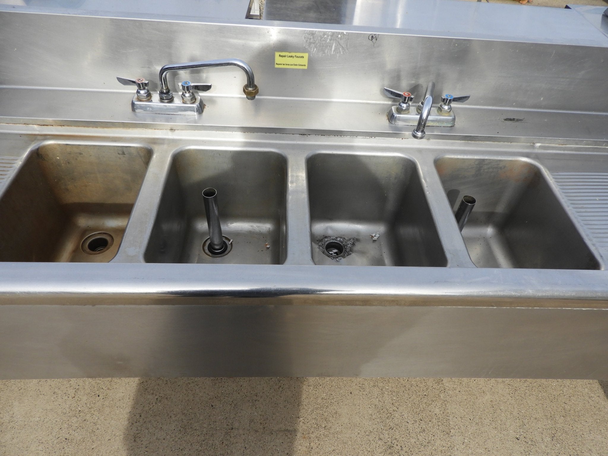 Used Under Counter 4 Compartment Stainless Steel Commercial Bar Sink - SS15 - Falcon Restaurant Supply - 3