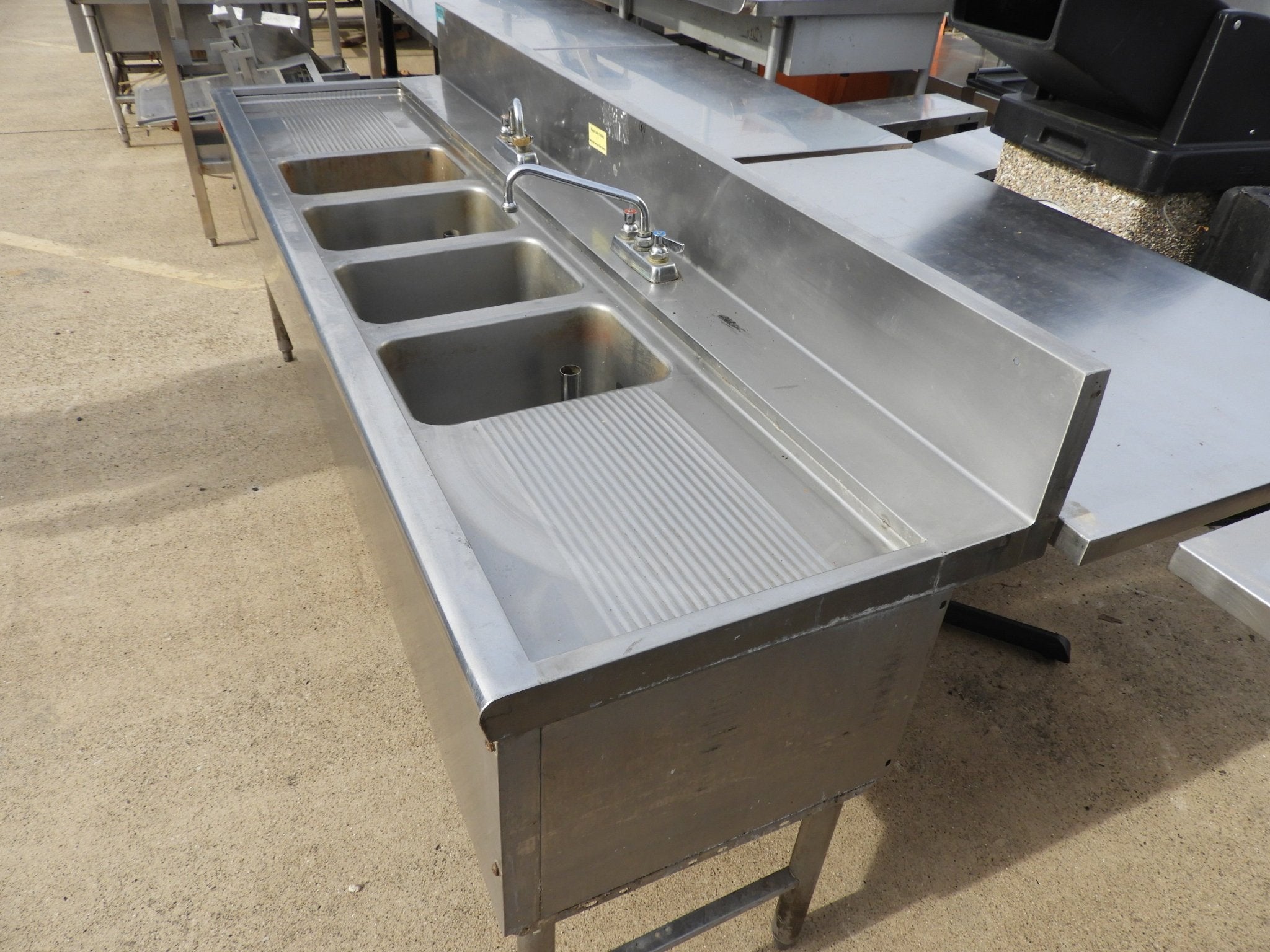 Used Under Counter 4 Compartment Stainless Steel Commercial Bar Sink - SS15 - Falcon Restaurant Supply - 7