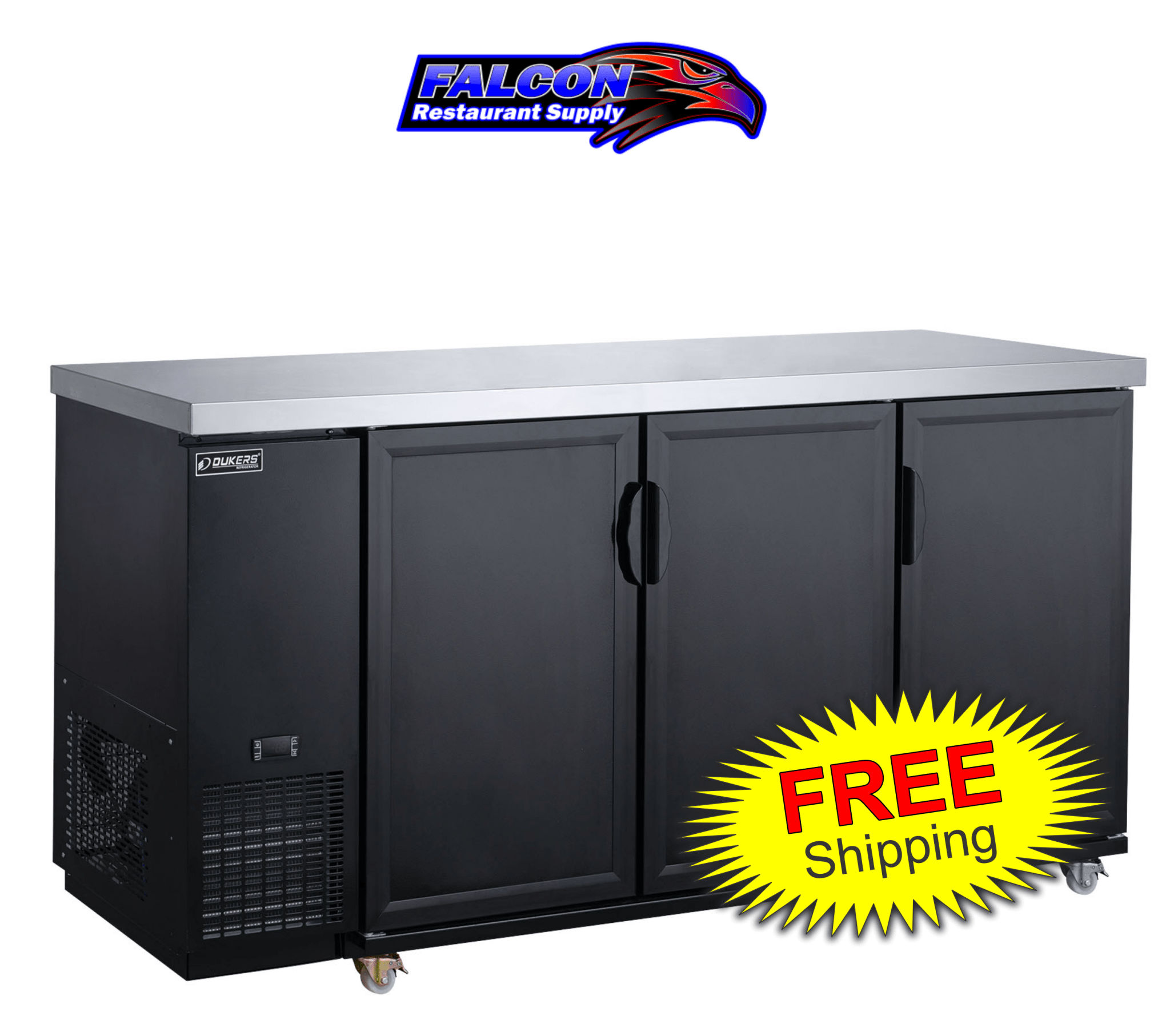 New Dukers DBB72 - M3 3 - Door Bar and Beverage Cooler (Solid Doors) - Falcon Restaurant Supply - 1