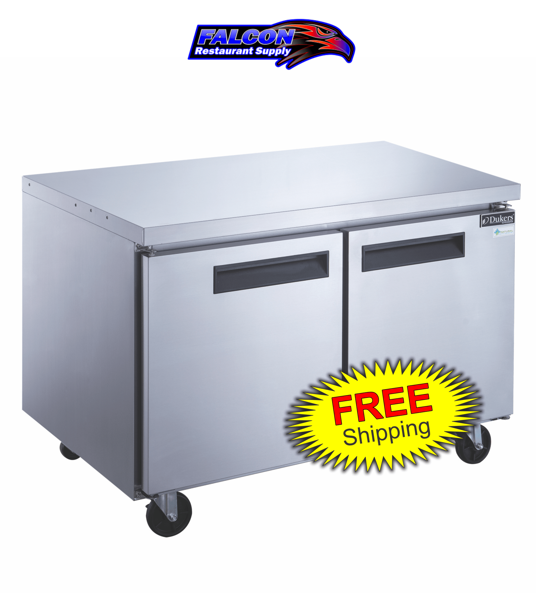 New Dukers DUC60F 2 - Door Undercounter Commercial Freezer in Stainless Steel - Falcon Restaurant Supply - 1