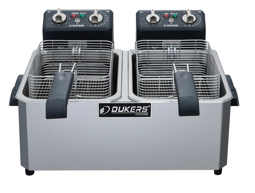 New Dukers - DCF15ED, 30lb - Two 15lb Baskets Electric Countertop Deep Fryer 208V