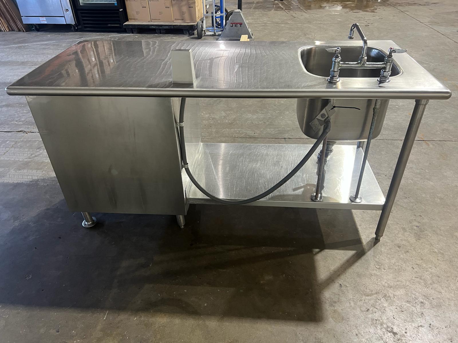 Used 72" Single Compartment Stainless Sink with 3 Drawers and GFCI Outlet - SS311