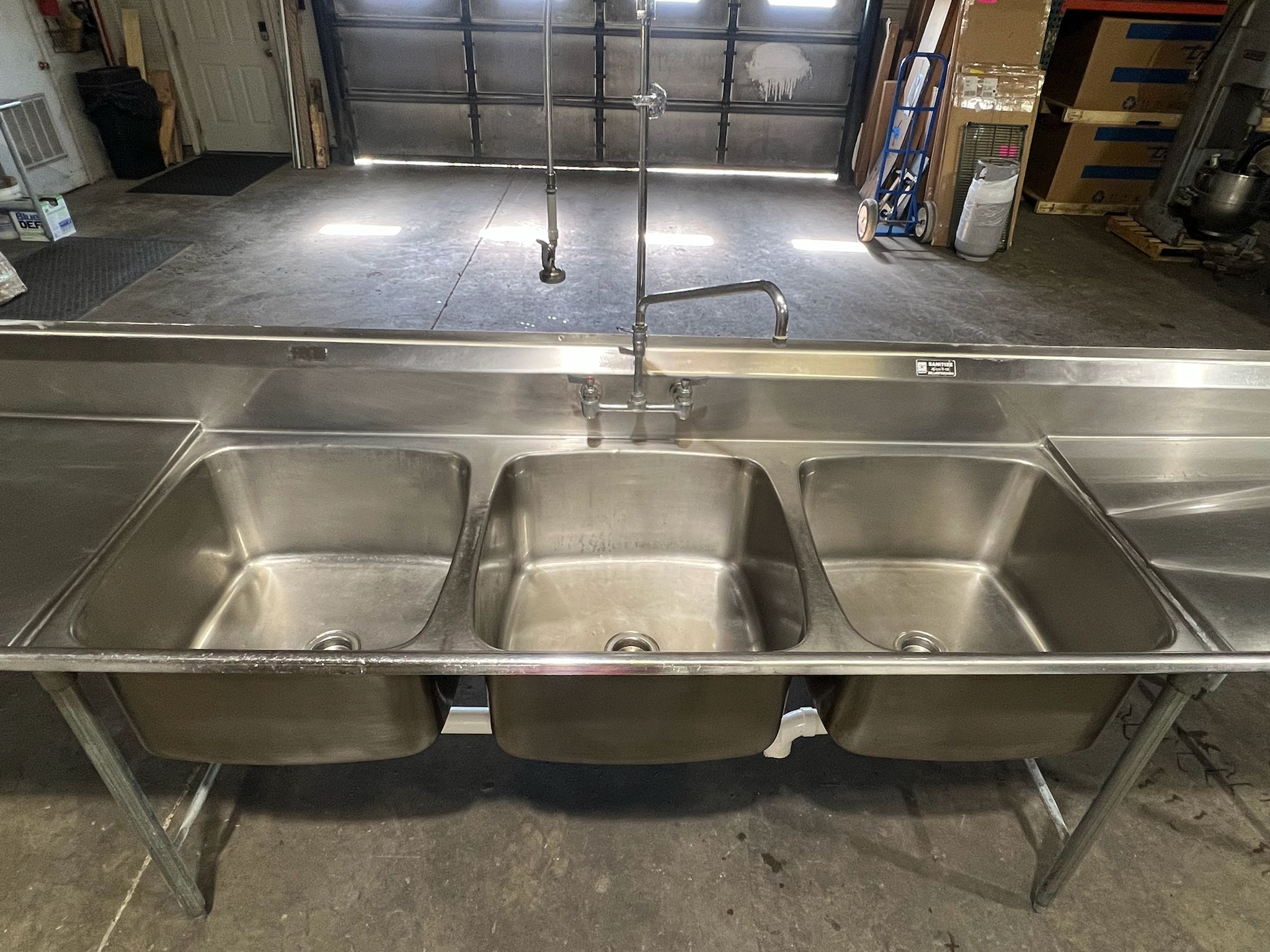 Used 150" Eagle Stainless 3 Compartment Sink with Faucet and Sprayer
