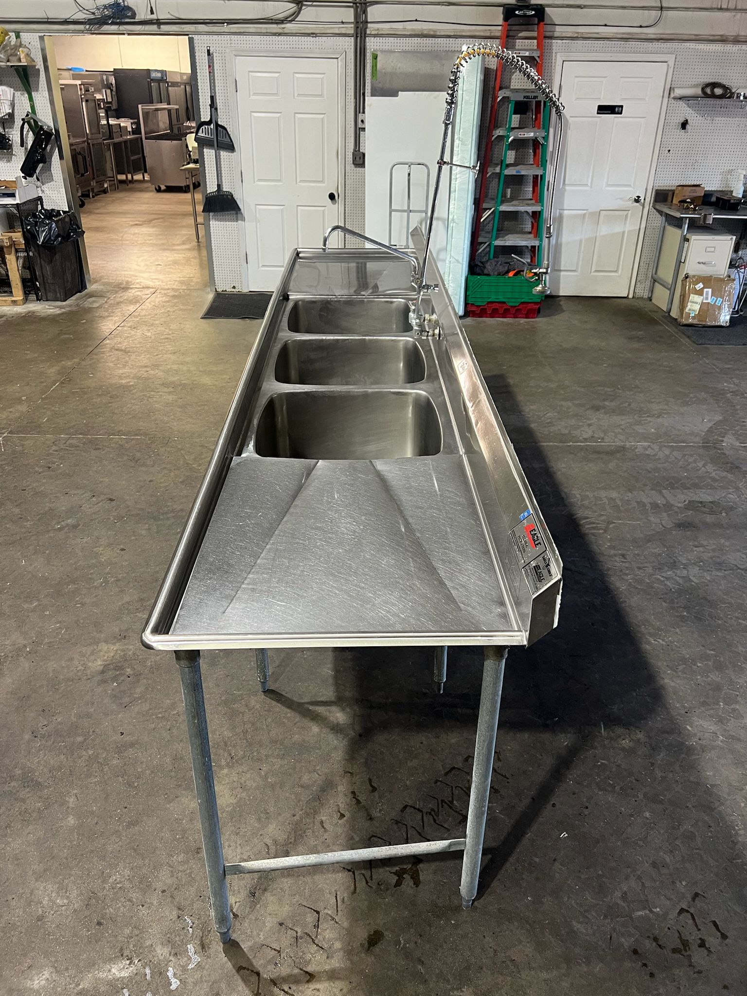 Used 150" Eagle Stainless 3 Compartment Sink with Faucet and Sprayer