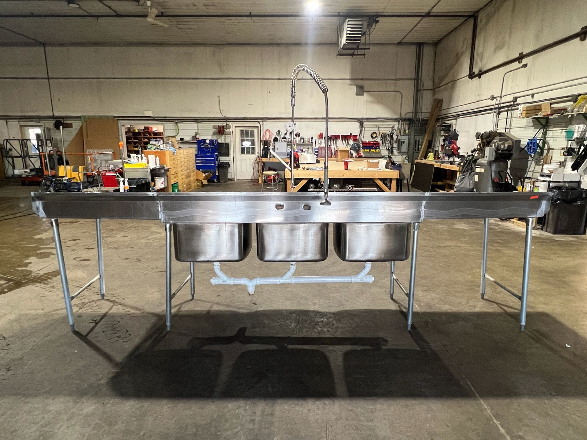 Used 150" Eagle Stainless 3 Compartment Sink with Faucet and Sprayer