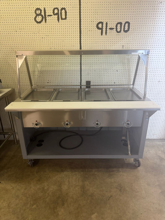 Used Duke E304-25PG-SW 4 Well Steam Table w/Sneeze Guard - 208V