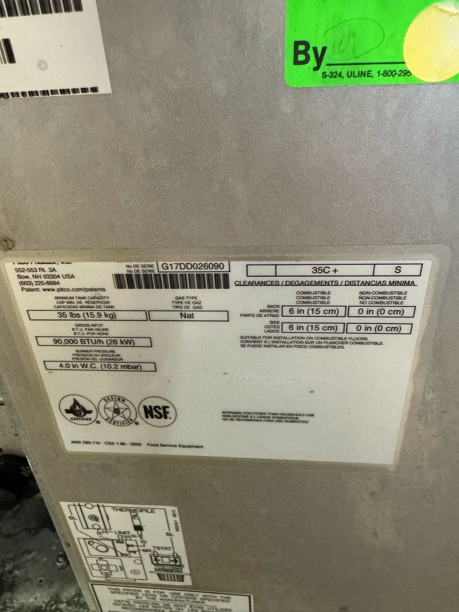 Used Pitco 35C+S Natural Gas 35-40 lb. Stainless Floor Fryer 90,000 BTU