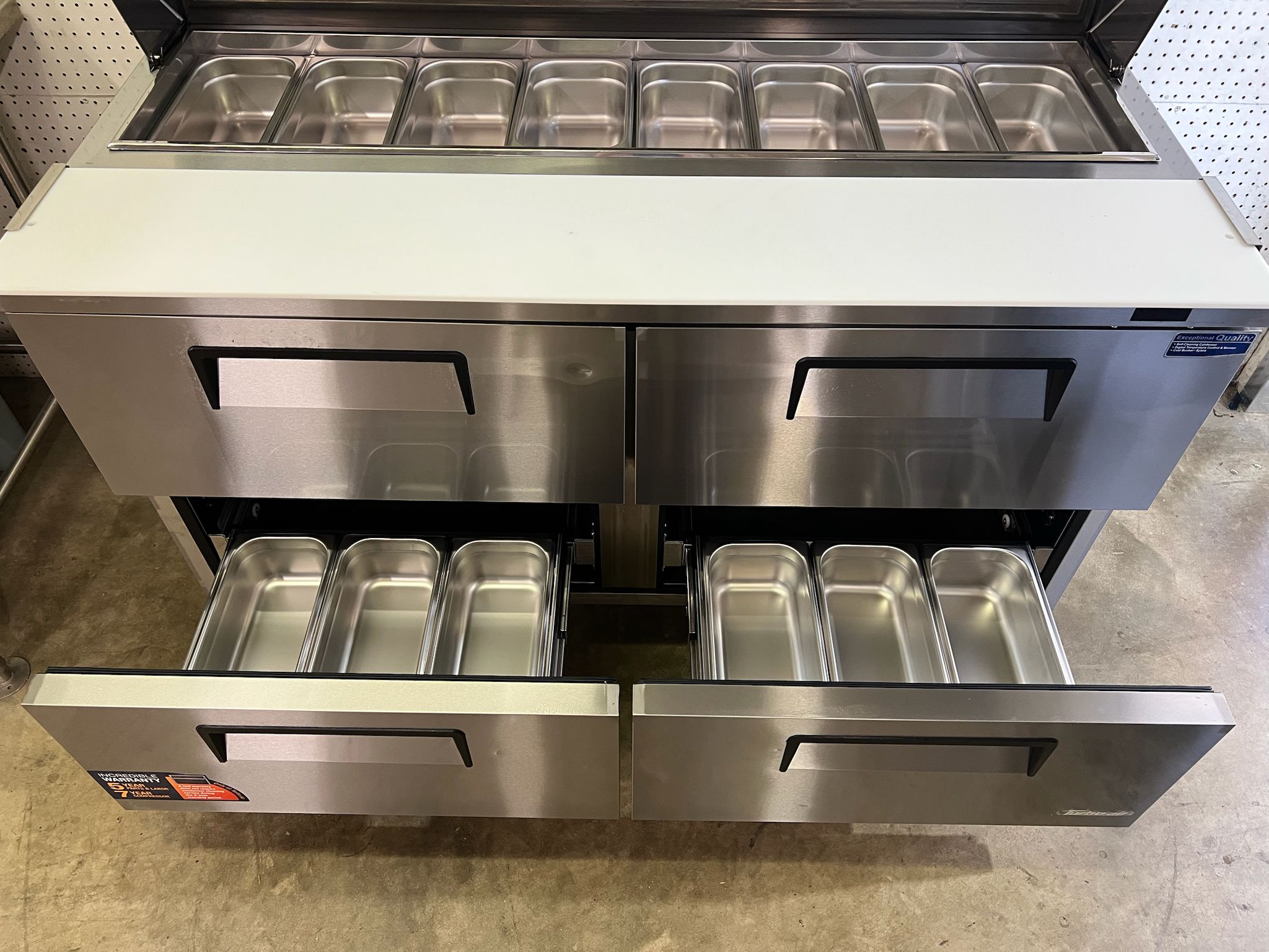 Used Turbo Air TST-60SD-D4-N 60" 4 Drawer Refrigerated Sandwich Prep Table 120V - WO1