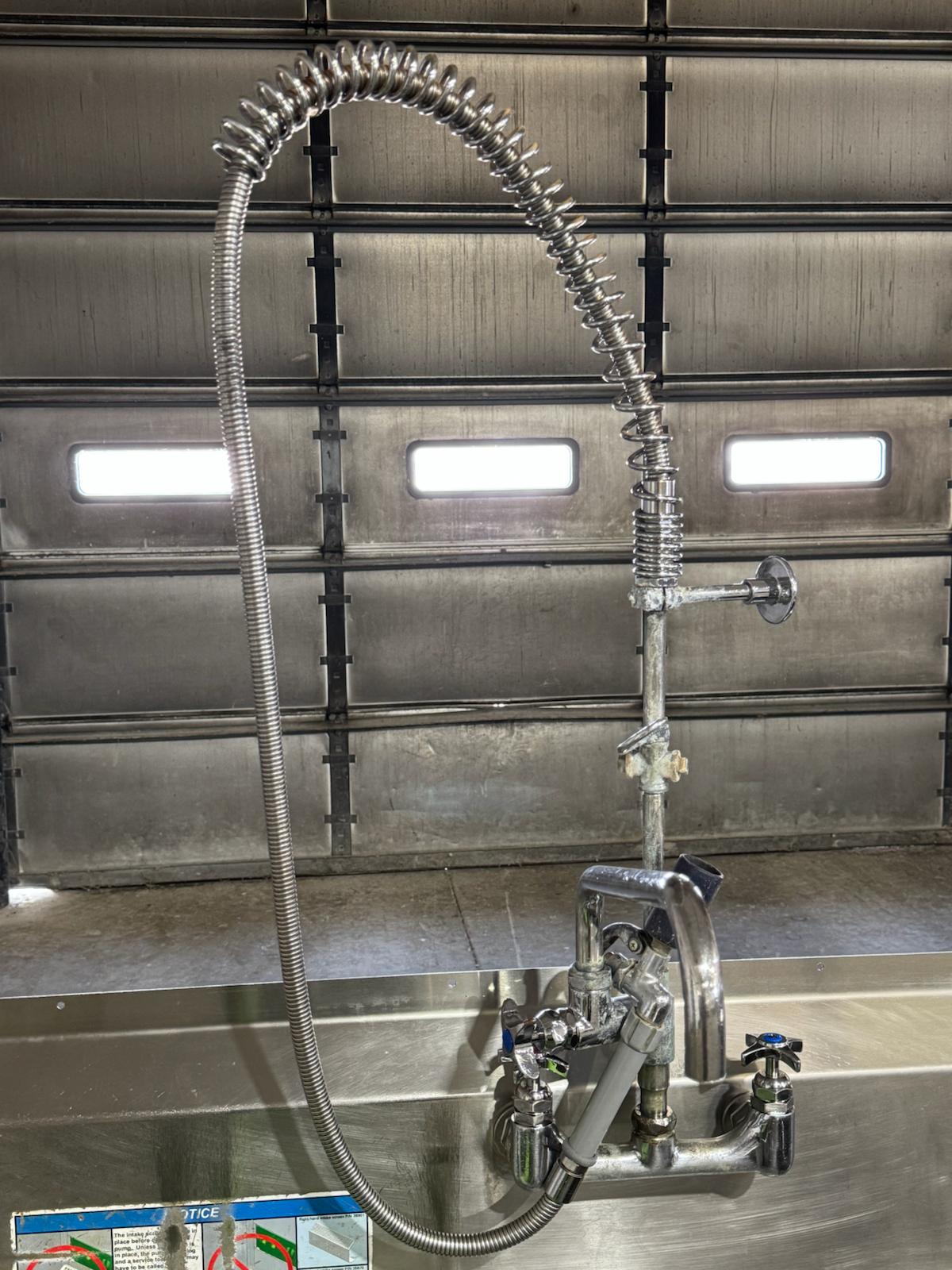 Used 112" Stainless 4 Compartment Sink with Power Soak and Faucets 208V