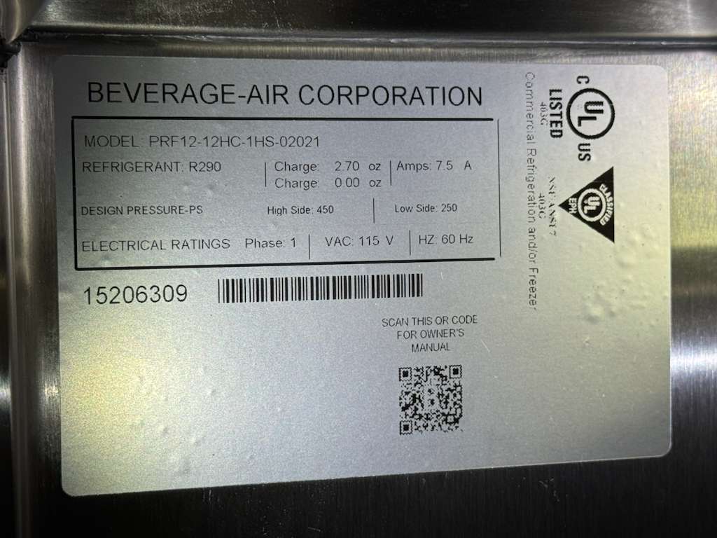 Used Beverage - Air PRF12 - 12HC - 1HS Half Door Dual Temperature Reach - In 115V - WO1 - Falcon Restaurant Supply - 9