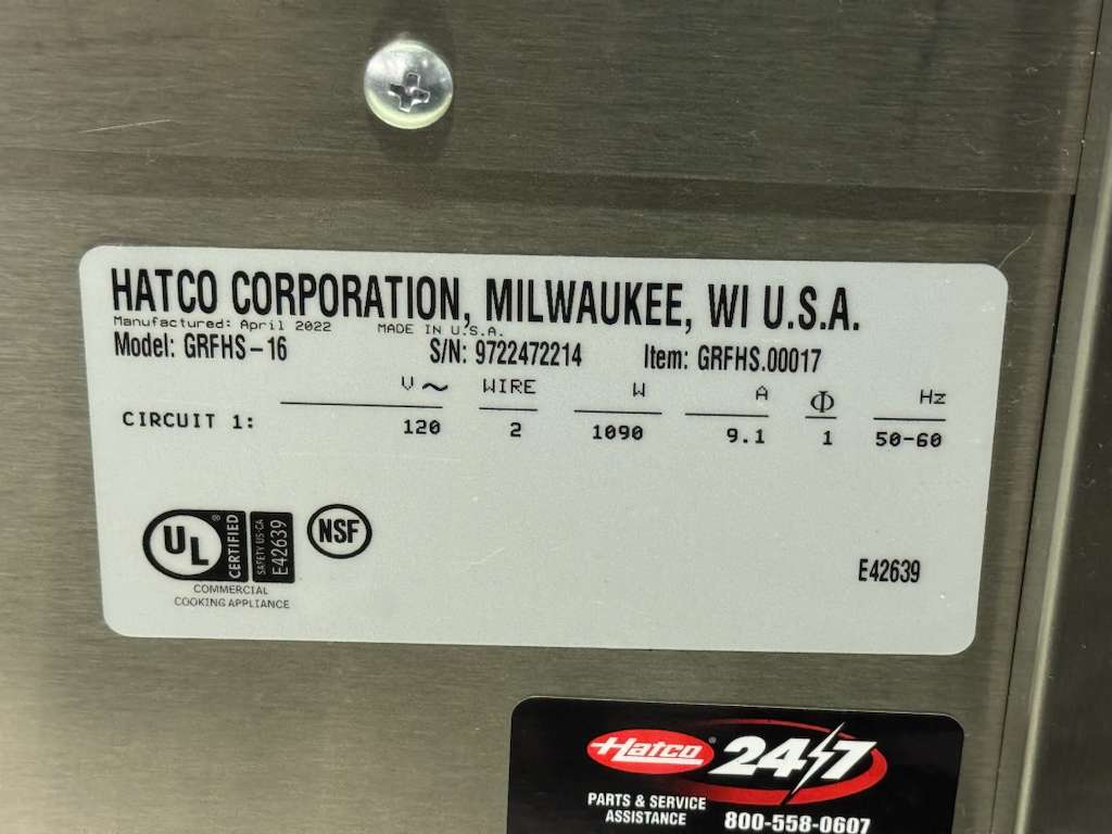 Used Hatco GRFHS-16 Glo-Ray 16" Portable Fry Holding Dump Station - 120V, 1090W - WO!