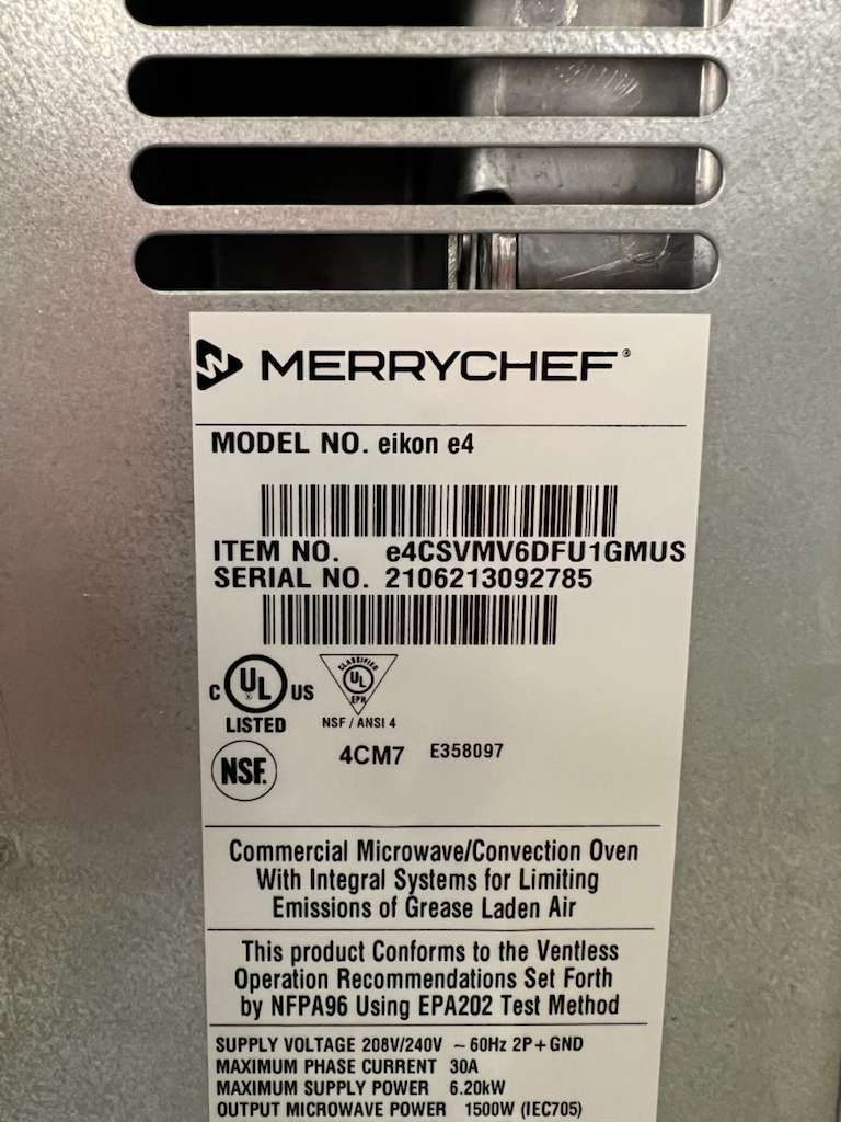 Used 2021 Merrychef eikon e4 High-Speed Accelerated Cooking Oven 220V