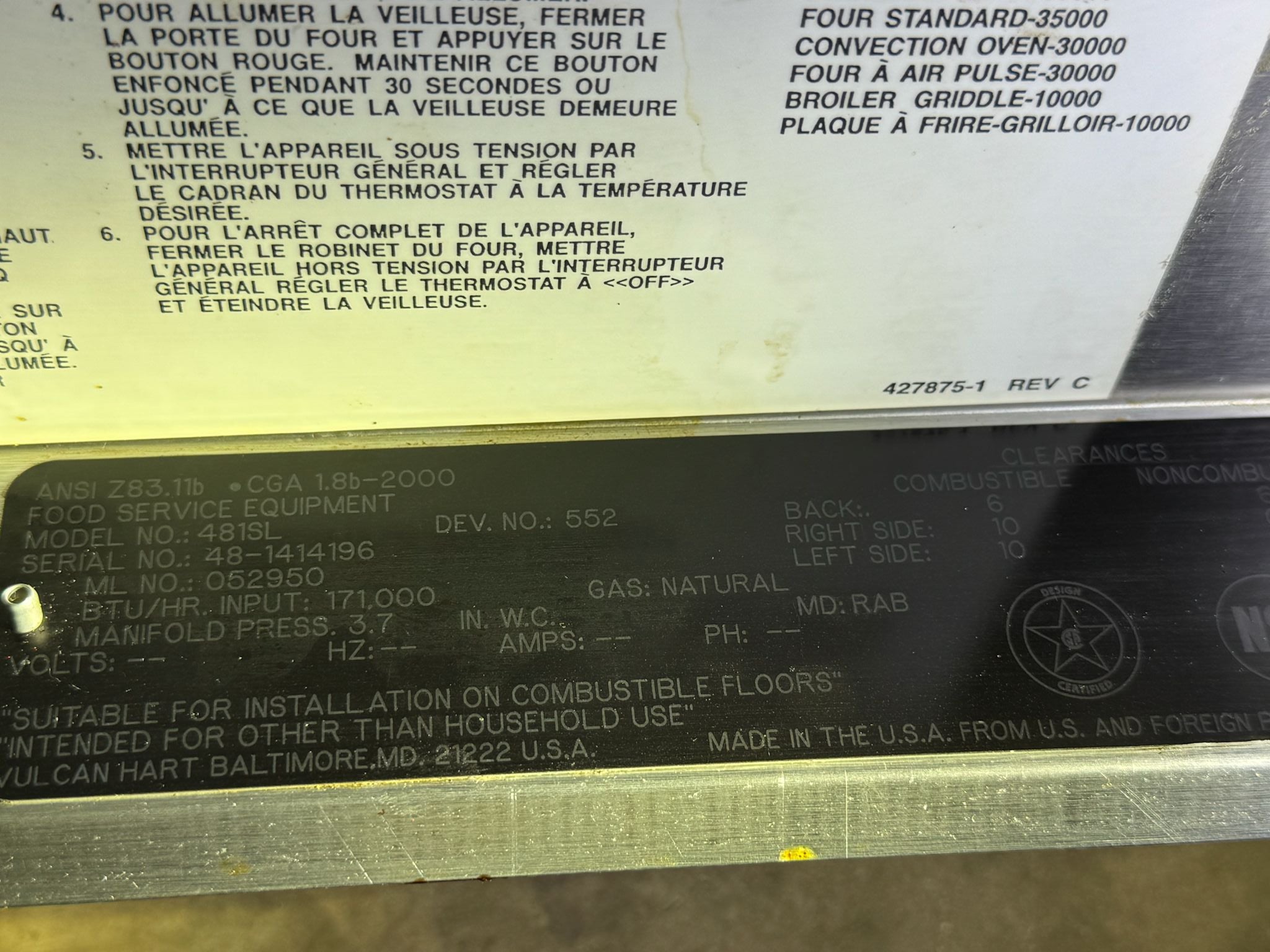 Used 48" Vulcan 481SL 6 Burner Natural Gas Range with Oven and Griddle