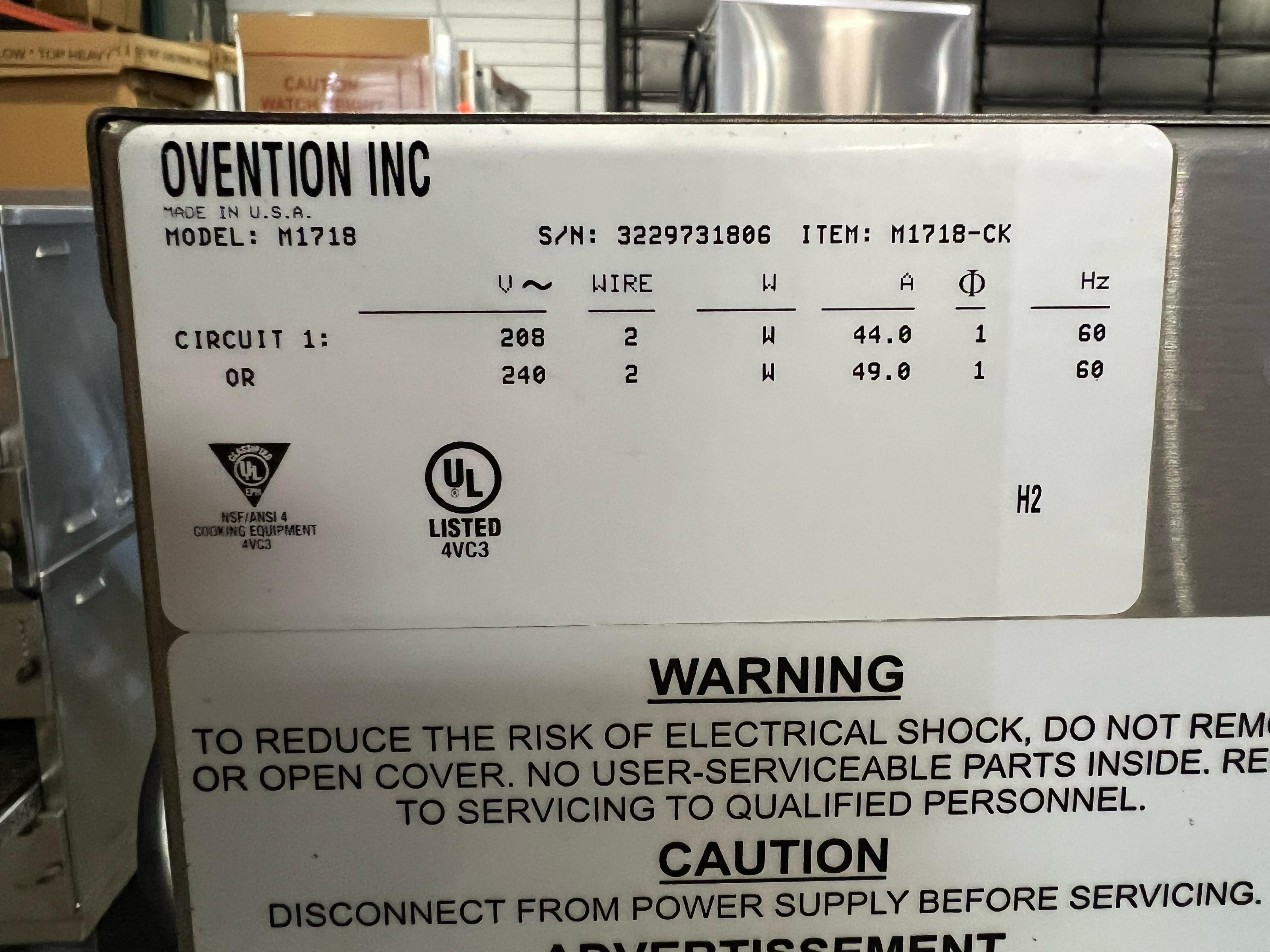 Used Ovention M1718 Ventless Electric Pizza Oven with Custom Table 208/240V 1Ph