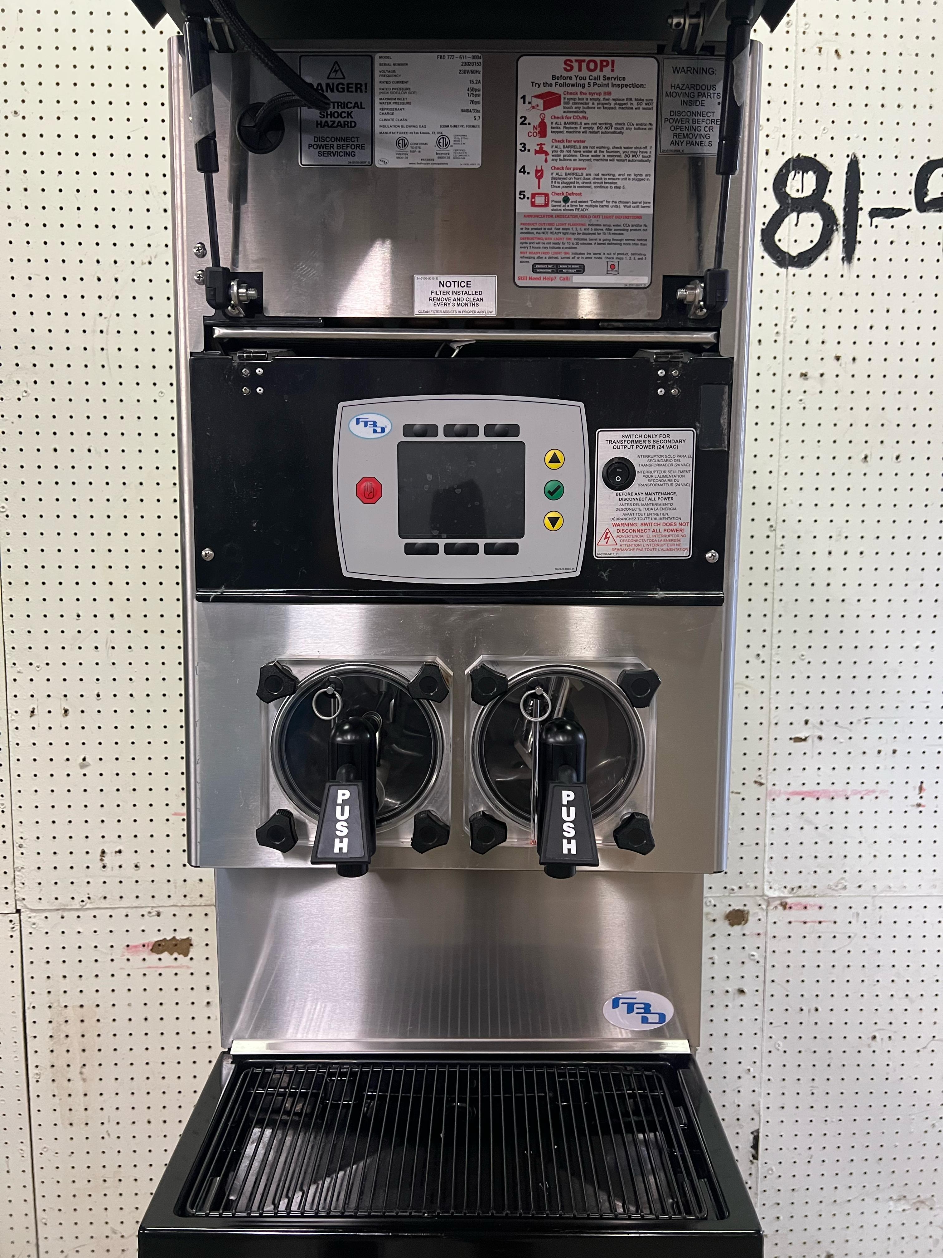 Used 2022 FBD 772 Two Barrel Frozen Beverage Drink Slushie Machine 230V As Is