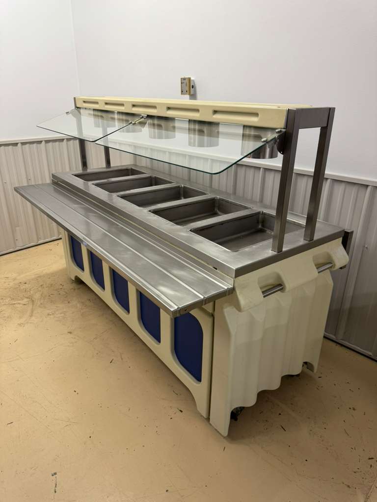 Used 83.5" Galley Open 5 Well Steam Table with Fold Down Shelves - 120V 3250W