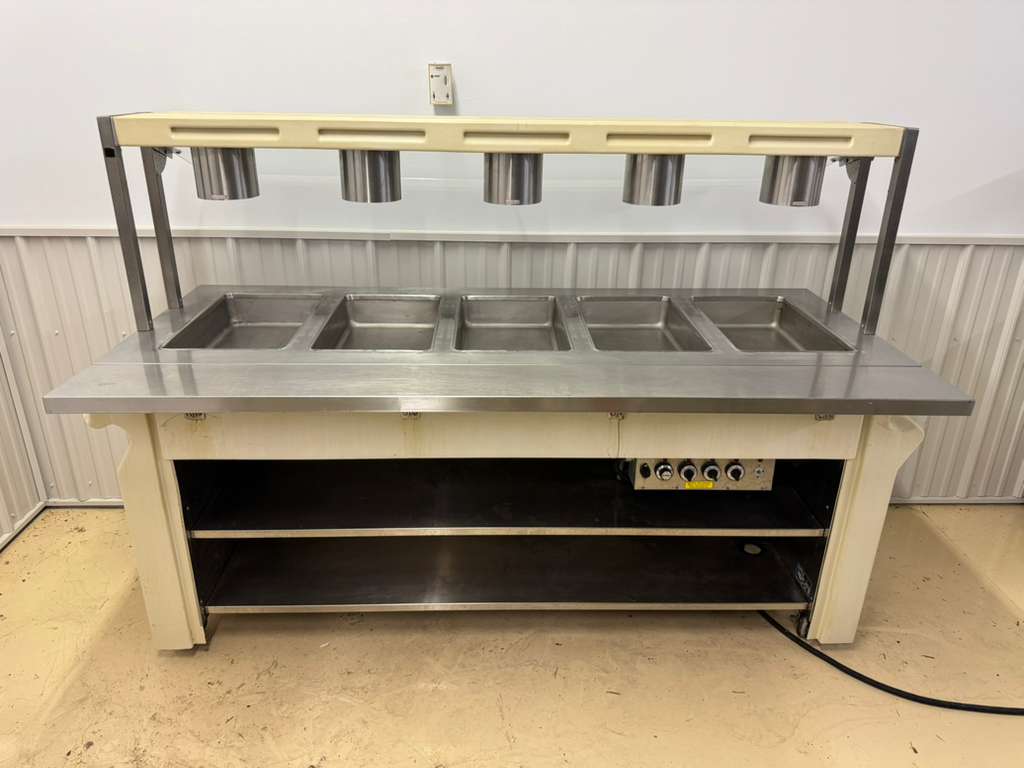 Used 83.5" Galley Open 5 Well Steam Table with Fold Down Shelves - 120V 3250W