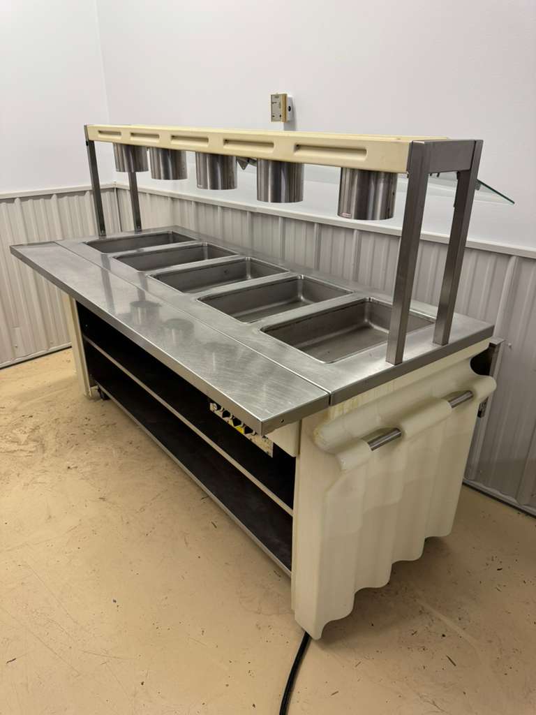 Used 83.5" Galley Open 5 Well Steam Table with Fold Down Shelves - 120V 3250W
