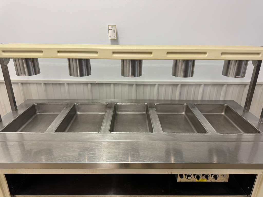 Used 83.5" Galley Open 5 Well Steam Table with Fold Down Shelves - 120V 3250W