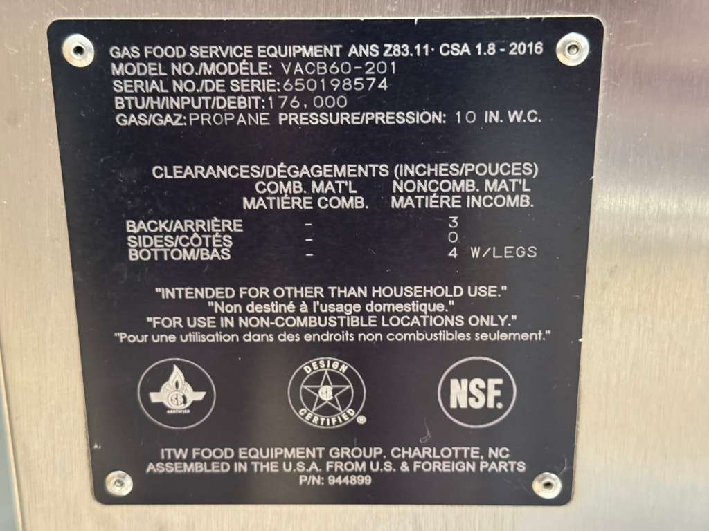 New 60" Vulcan VACB60-201 Achiever LP Medium-Duty Radiant Charbroiler - 176,000 BTU