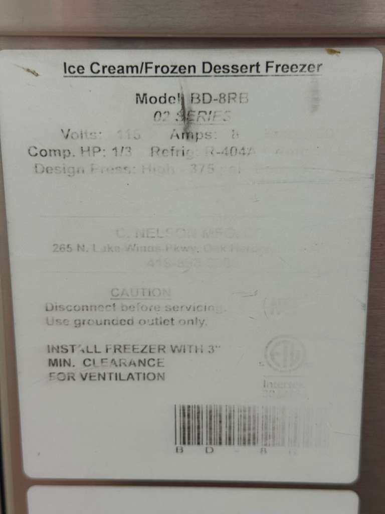 Used Nelson BD-8RB Double Row Ice Cream Dipping Cabinet 115V