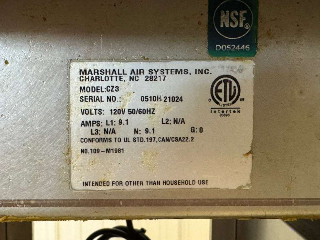 Used Marshall CZ3 Fryer Dump Station Warmer with Cart and Casters 120V