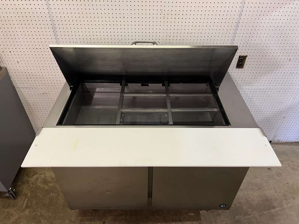 Used 48" Hoshizaki SR48A-18M 2 Door Mega Top Stainless Refrigerated Prep Table 120V