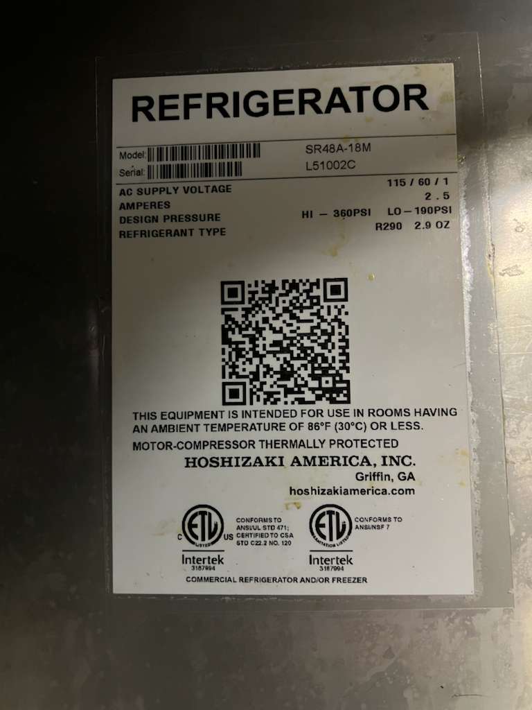 Used 48" Hoshizaki SR48A-18M 2 Door Mega Top Stainless Refrigerated Prep Table 120V