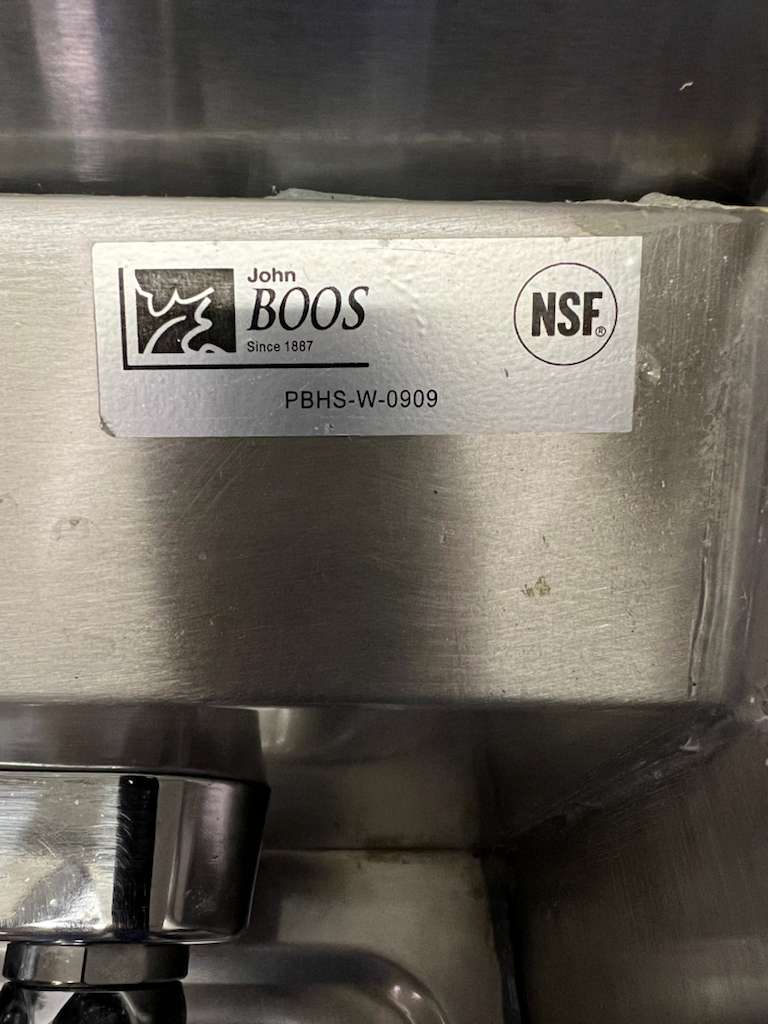 Used John Boos PBHS-W-0909 Stainless Steel Hand Sink with Faucet