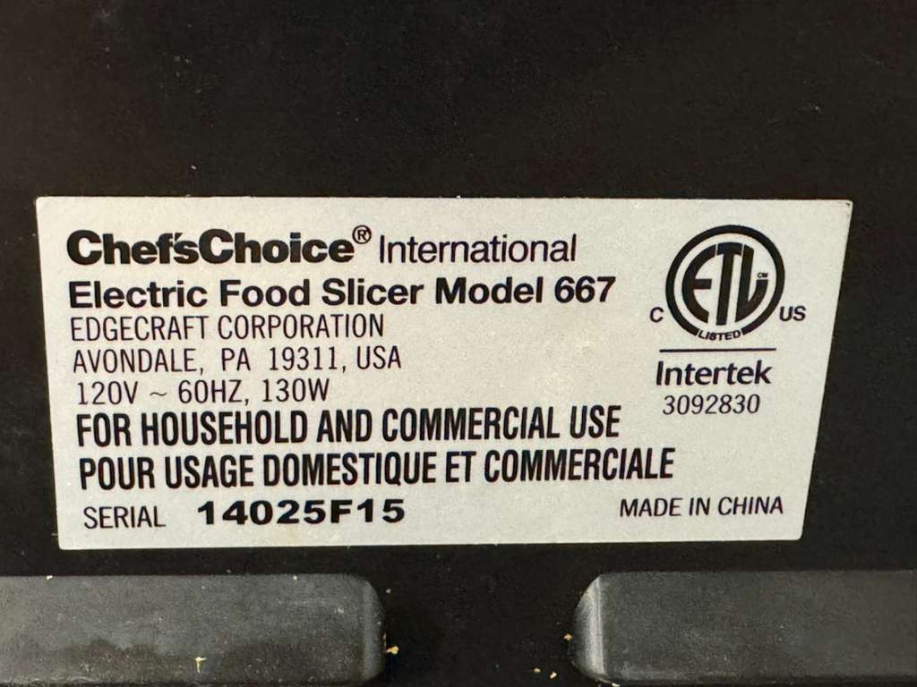 Used 10" Chef's Choice 667 Electric Manual Deli Meat Slicer 120V