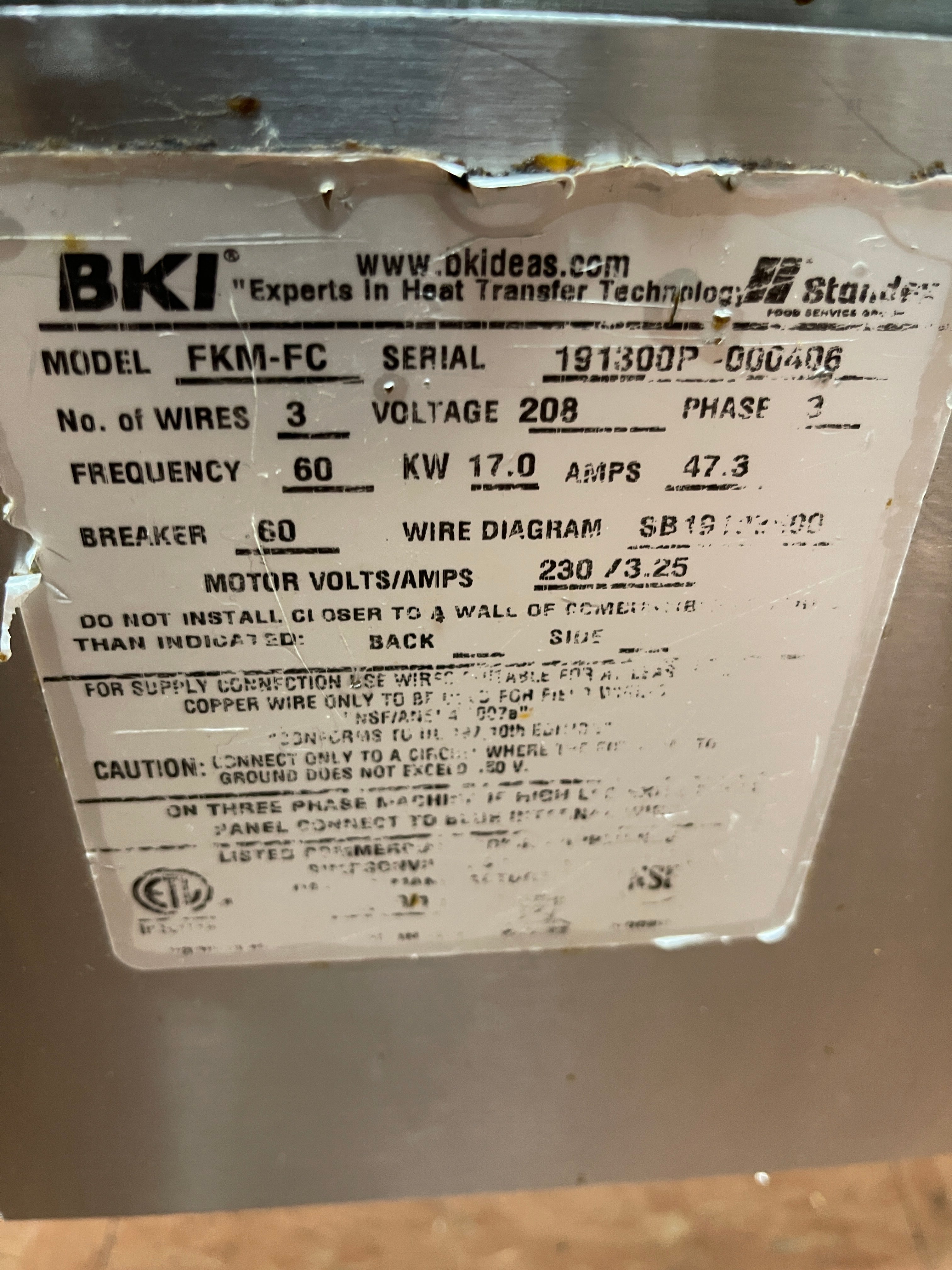 Used BKI FKM-FC Electric Extra Large Volume Pressure Fryer Broaster 75lb 208V 3Ph
