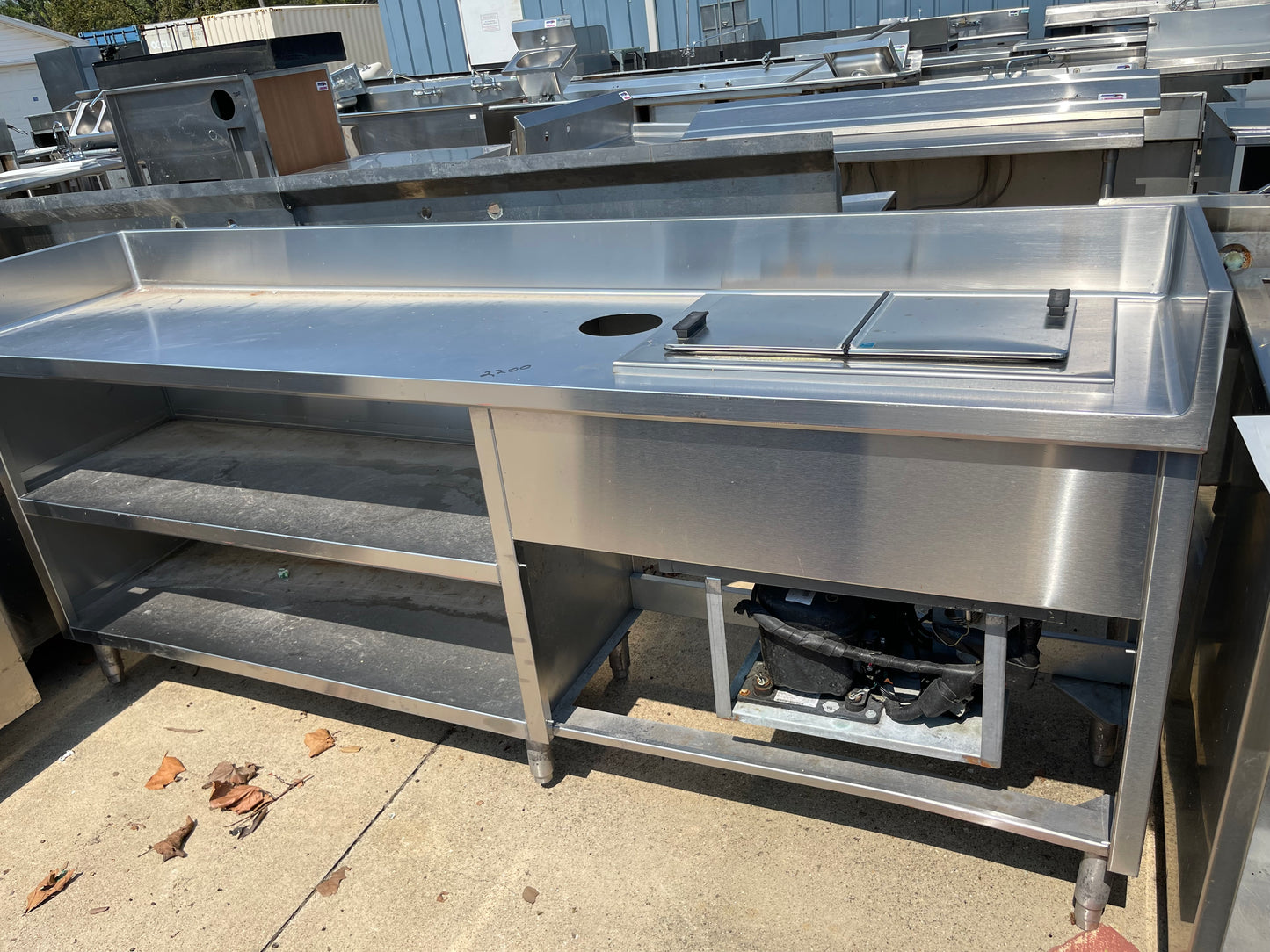 Used 96" Stainless Steel Table Counter with Ice Cream Dipping Station - SS236