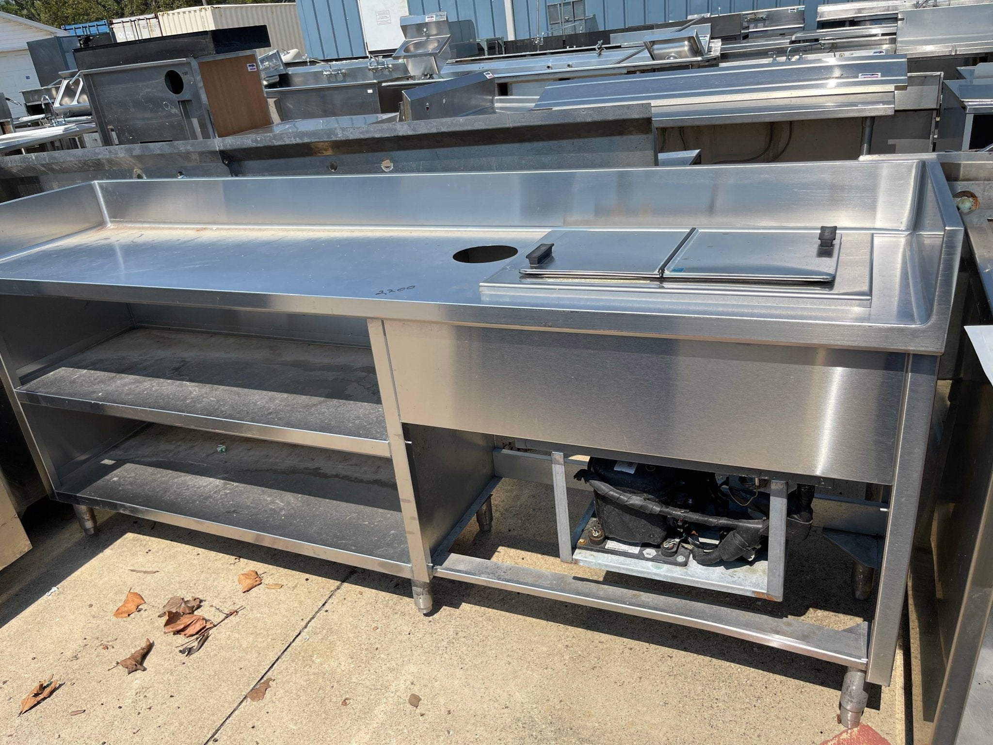 Used 96" Stainless Steel Table Counter with Ice Cream Dipping Station - SS236 - Falcon Restaurant Supply - 1
