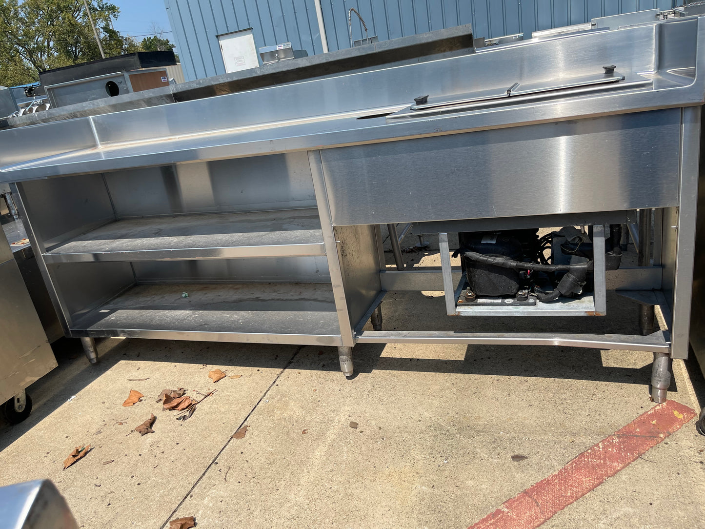 Used 96" Stainless Steel Table Counter with Ice Cream Dipping Station - SS236