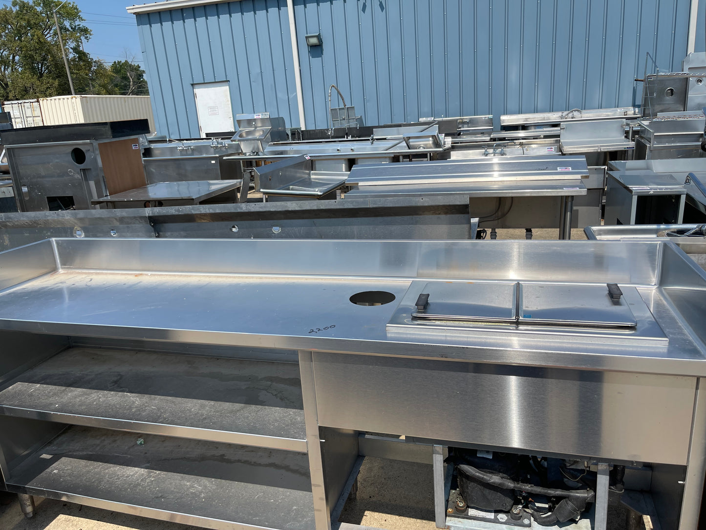 Used 96" Stainless Steel Table Counter with Ice Cream Dipping Station - SS236