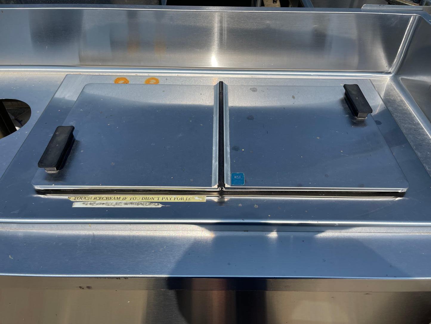 Used 96" Stainless Steel Table Counter with Ice Cream Dipping Station - SS236