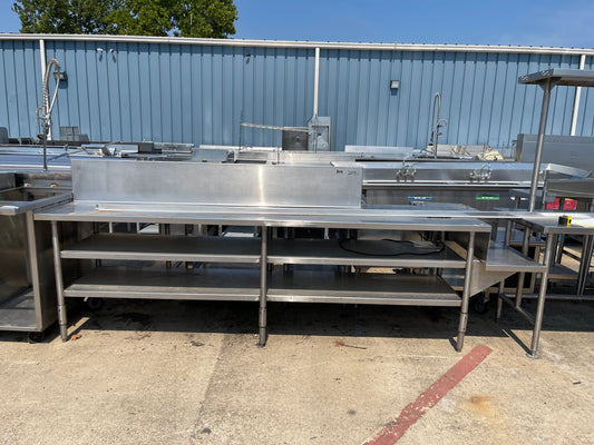 Used 128" Stainless Steel Table Counter with Shelves - SS238