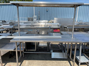 Used 72" Stainless Steel Table with Overhead Shelf - SS239 - Falcon Restaurant Supply - 1