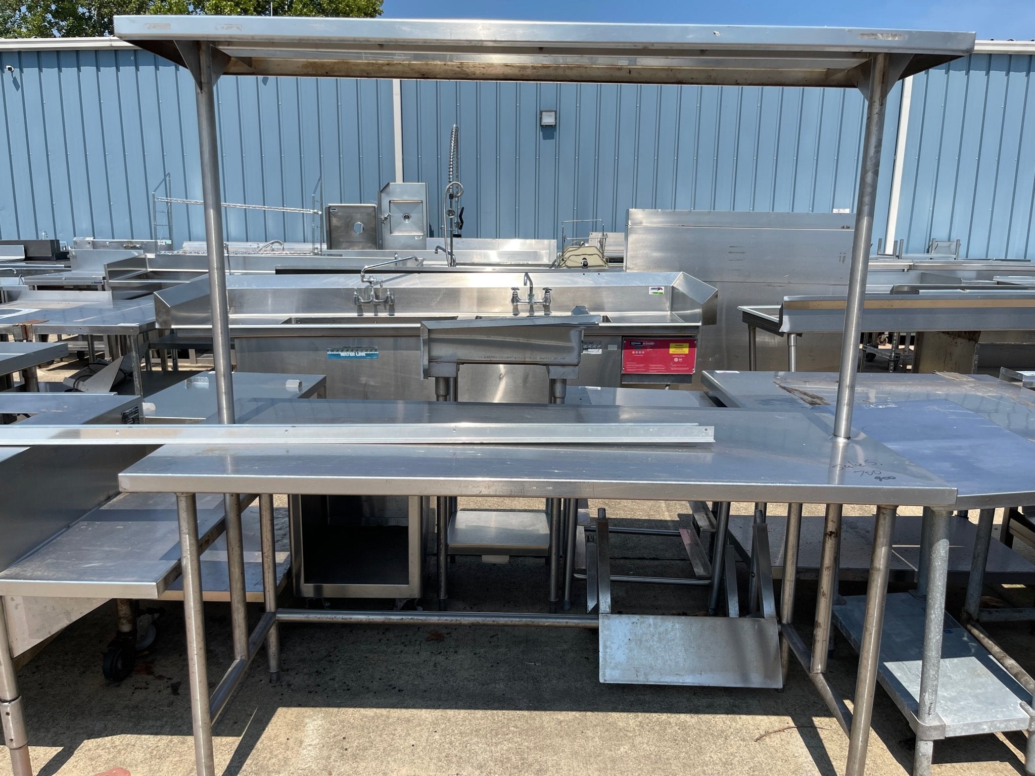 Used 72" Stainless Steel Table with Overhead Shelf - SS239 - Falcon Restaurant Supply - 1