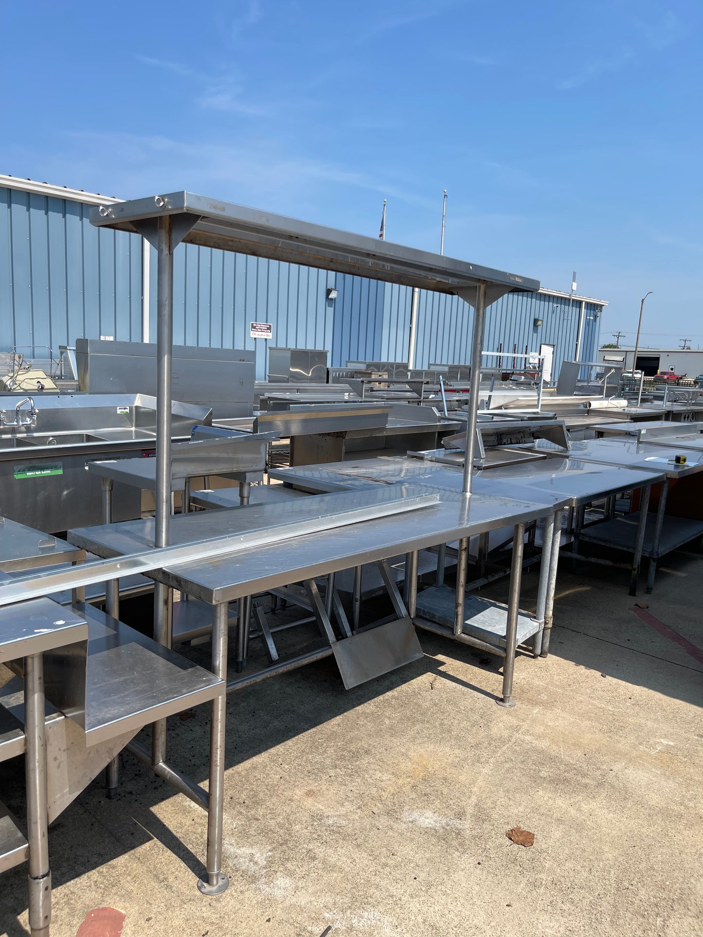 Used 72" Stainless Steel Table with Overhead Shelf - SS239