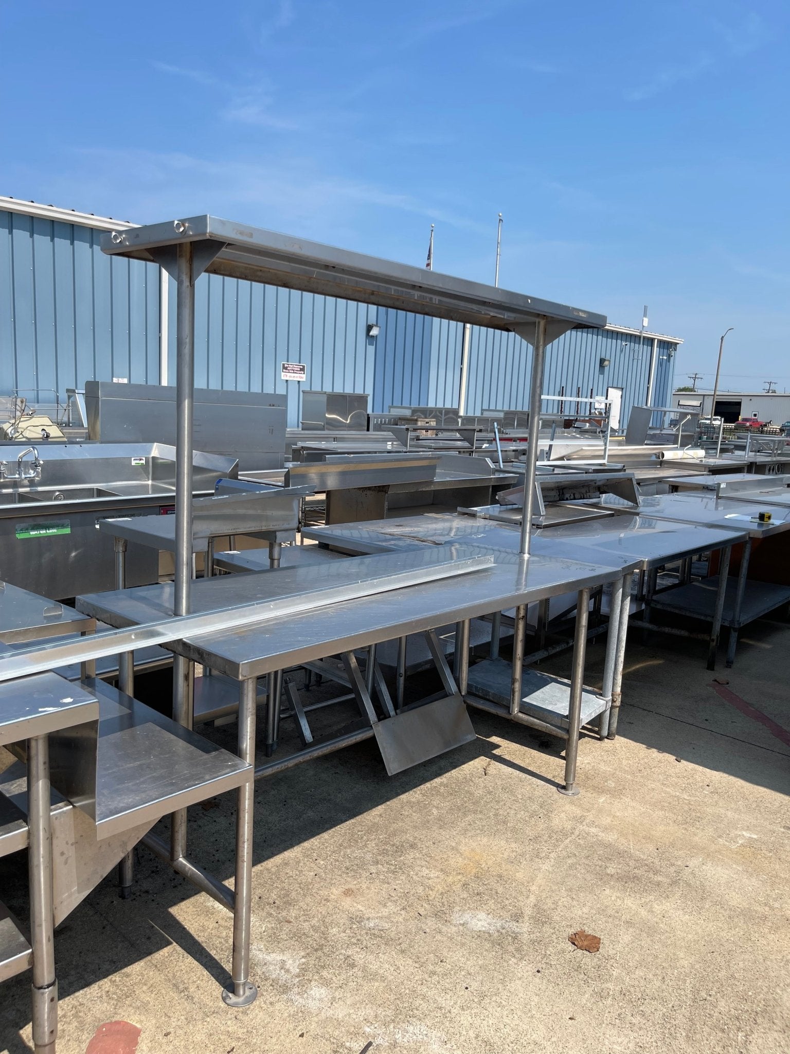 Used 72" Stainless Steel Table with Overhead Shelf - SS239 - Falcon Restaurant Supply - 2